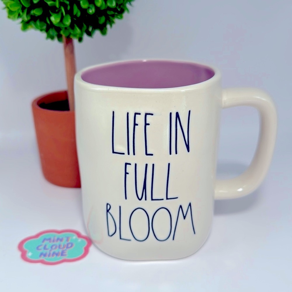 ❗️RAE DUNN LIFE IN FULL BLOOM LILAC MODERN FARMHOUSE COFFEE TEA MUG
